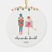 水色クリスマスナツクラッカーバレリーナ セラミックオーナメント (正面)