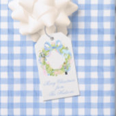 水色クリスマスナツクラッカーリース ギフトタグ