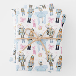 水色クリスマスナツクラッカーリース ラッピングペーパーシート