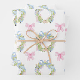 水色クリスマスナツクラッカーリース ラッピングペーパーシート