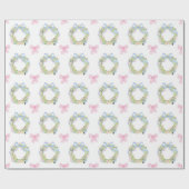 水色クリスマスナツクラッカーリース ラッピングペーパー (フラット)