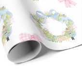 水色クリスマスナツクラッカーリース ラッピングペーパー (ロールコーナー)