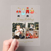 水色クリスマスナツクラッカー3フォトコラージュ アクリル招待状 (インサイチュ (ポータブル))