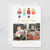 水色クリスマスナツクラッカー3フォトコラージュ シーズンカード (正面)