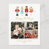 水色クリスマスナツクラッカー3フォトコラージョ シーズンポストカード (正面)