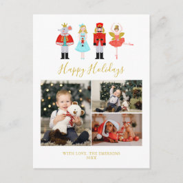 水色クリスマスナツクラッカー3フォトコラージョ シーズンポストカード