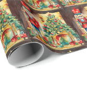 水色クリスマスナツクラッカー、クリスマスツリー ラッピングペーパー (ロールコーナー)