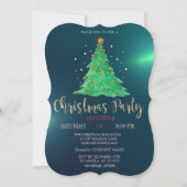 水色クリスマスパインツリー、グリーンカンパニーパーティー 招待状 (正面)