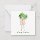 水色クリスマスファッションガールギフトエンクロージャー ノートカード (正面)