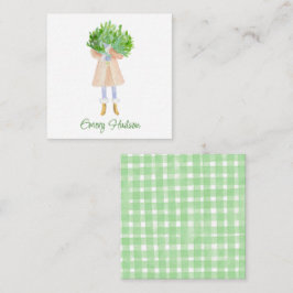 水色クリスマスファッションガールギフトエンクロージャー ノートカード