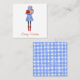 水色クリスマスファッションガールギフトエンクロージャー ノートカード