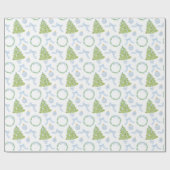 水色クリスマスブルーボウジンジャージャーの木 ラッピングペーパー (フラット)