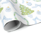 水色クリスマスブルーボウジンジャージャーの木 ラッピングペーパー (ロールコーナー)