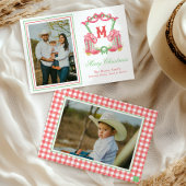 水色クリスマスブーツモノグラムクレストフォト シーズンカード