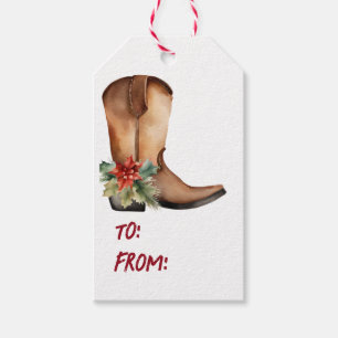 水色クリスマスブーツ ギフトタグ