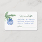 水色クリスマスベビーシャワーおむつラッフル エンクロージャーカード (正面)