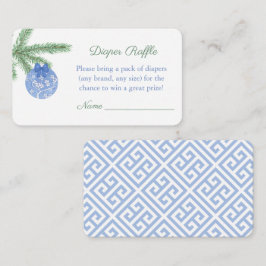 水色クリスマスベビーシャワーおむつラッフル エンクロージャーカード