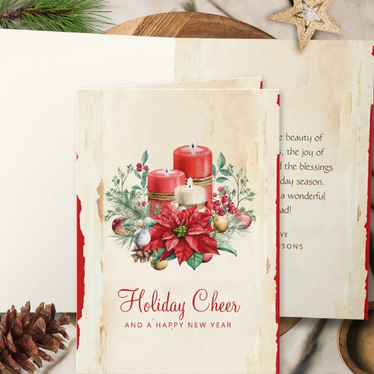 水色クリスマスベリーグリーンリーレッドポインセチア シーズンカード