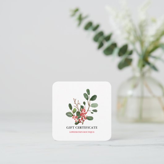 水色クリスマスベリーホリーギフト証明書 割引カード (スタンド正面)