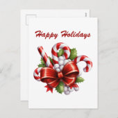 水色クリスマスペパーミントキャンディ追加文字 シーズンポストカード (正面/裏面)