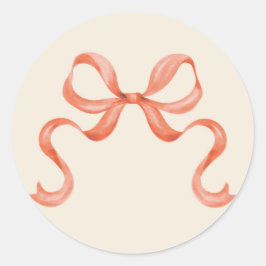 水色クリスマスボウステッカー – 赤 ラウンドシール