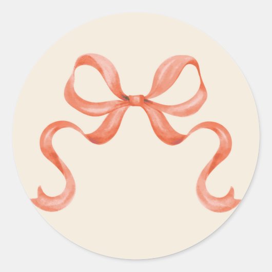 水色クリスマスボウステッカー – 赤 ラウンドシール (正面)