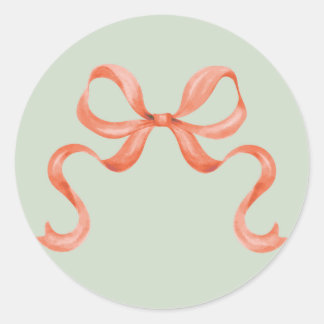 水色クリスマスボウステッカー – 赤 ラウンドシール