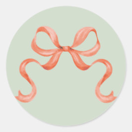 水色クリスマスボウステッカー – 赤 ラウンドシール