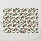 水色クリスマスボタニカルパイン2フォト金ゴールド 箔シーズンカード (裏面)