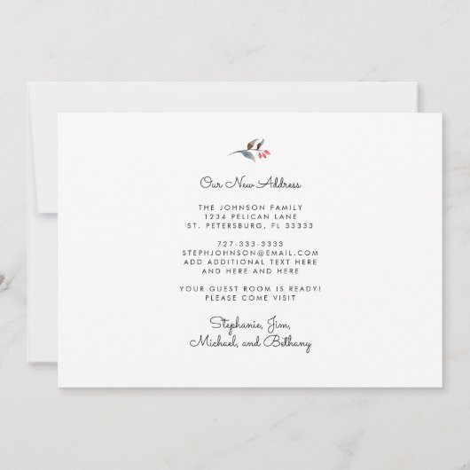 水色クリスマスボタニカルフローラ新しいアドレス 案内状 (裏面)