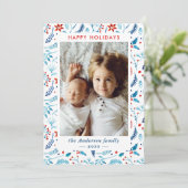 水色クリスマスボタニカルベリーのフォトフレーム シーズンカード (スタンド正面)