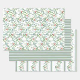 水色クリスマスボタニ離れカルの果実 ラッピングペーパーシート