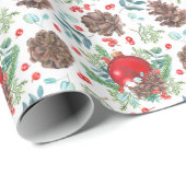 水色クリスマスボードブルズパインコーンフローラ ラッピングペーパー (ロールコーナー)
