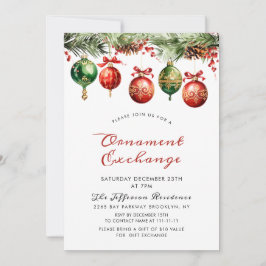 水色クリスマスボールオーナメント交換 招待状