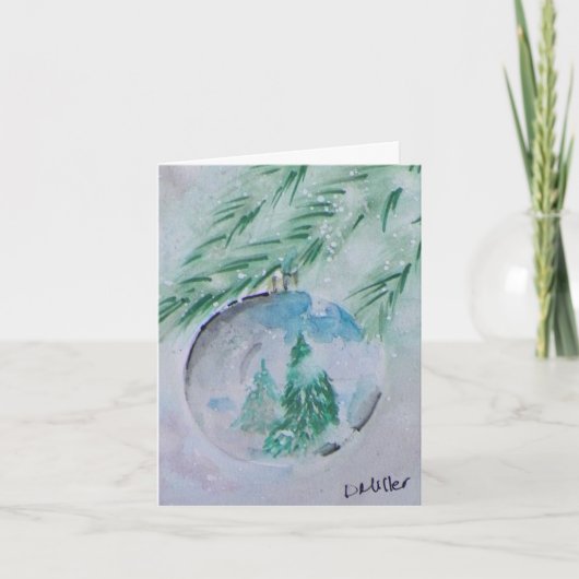 水色クリスマスボールカード サンキューカード (正面)