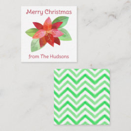 水色クリスマスポインセッタギフトエンクロージャカード ノートカード