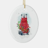 水色クリスマスポーラーベアのセーター セラミックオーナメント (右)