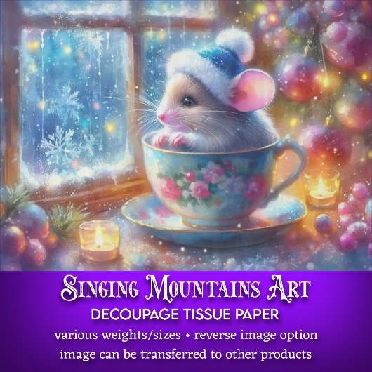 水色クリスマスマウスのティーカップデコップページ 薄葉紙