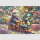 水色クリスマスマウス乗り列車デコページ 薄葉紙 (正面)