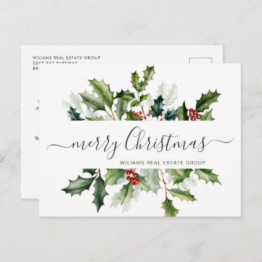 水色クリスマスミスタントウのグリーティ企業のング シーズンポストカード (正面/裏面)