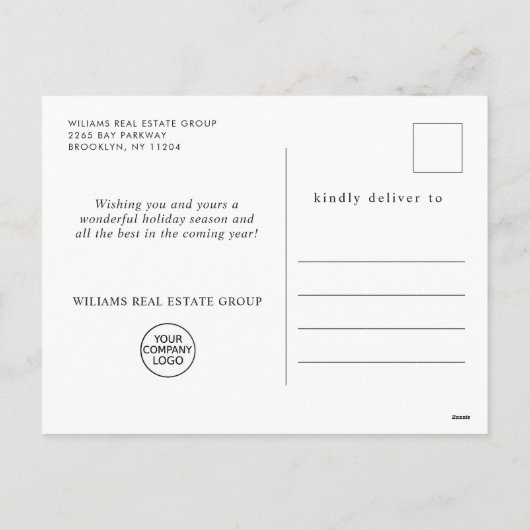 水色クリスマスミスタントウのグリーティ企業のング シーズンポストカード (裏面)