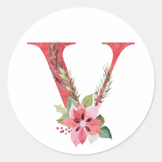 水色クリスマスレターV ラウンドシール (正面)