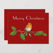 水色クリスマスロビングリーティングカード ポストカード (正面/裏面)