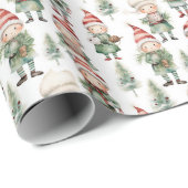 水色クリスマス小妖精や小人タイル ラッピングペーパー (ロールコーナー)