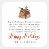 水色クリスマス焼いたトリートファミリーギフトラベル スクエアシール (正面)