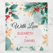 水色クリスマス結婚のワインラベル – フェスティバル ワインラベル (シングルラベル)