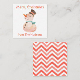 水色クリスマス雪だるまギフト囲いカード ノートカード