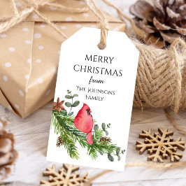 水色クリスマス（鳥）ショウジョウコウカンチョウバードパイン ギフトタグ
