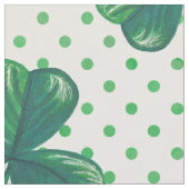 水色クローバーと水玉模様模様織物 ファブリック (クローズアップ)