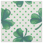 水色クローバーと水玉模様模様織物 ファブリック (見本)